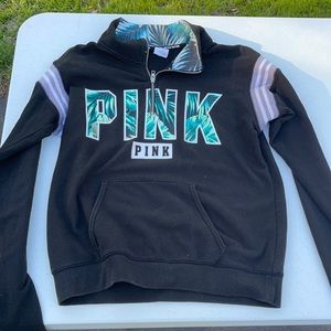 Pink women’s black quarter zip sweatshirt